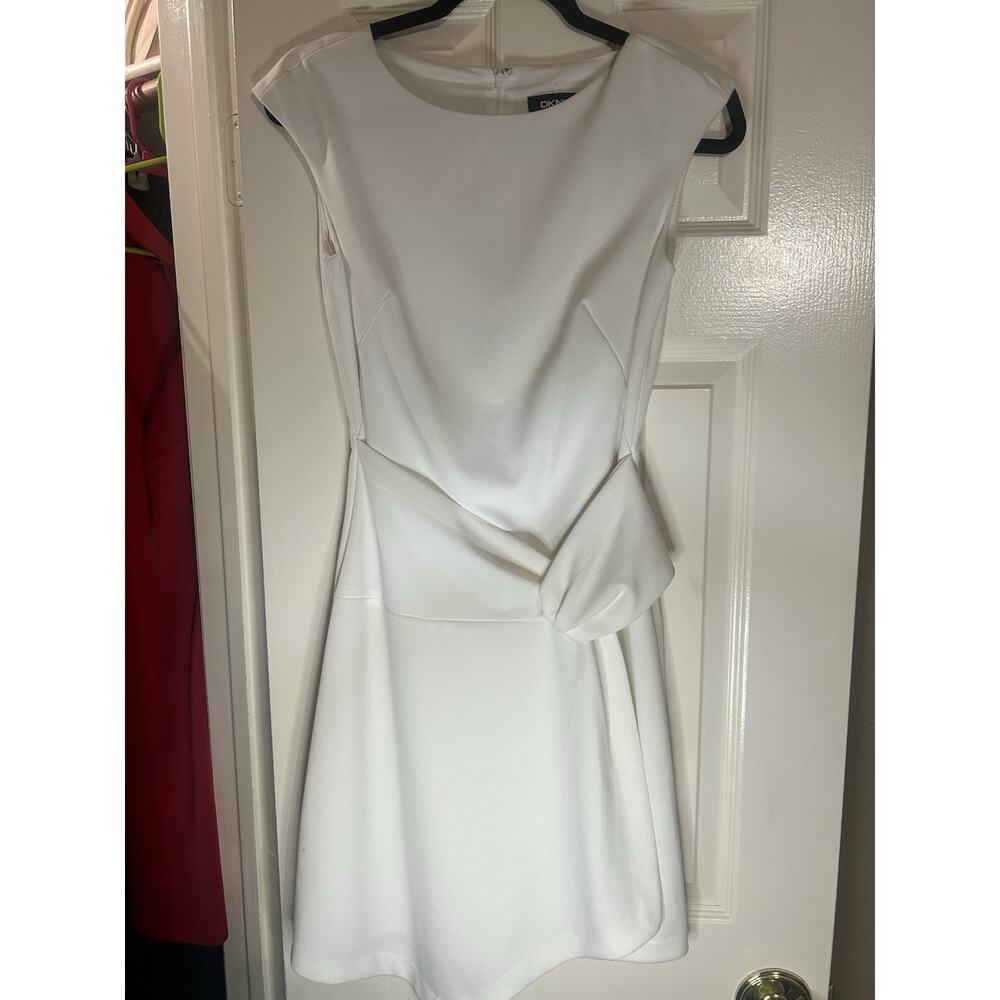 DKNY White Sheath Dress Cap Sleeve Sizes 0 Wedding. Formal Cocktail - Picture 2 of 8